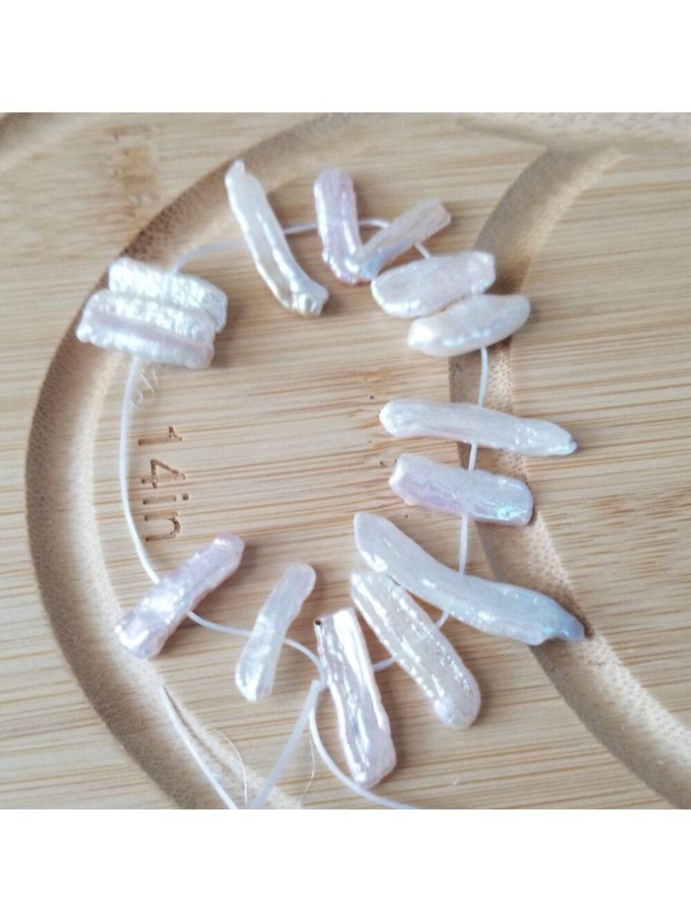 Loose Pearl White Biwa Stick Pearl Bag  2E  Braque  3 1/2 "  15 Pcs  50 ct  10 g